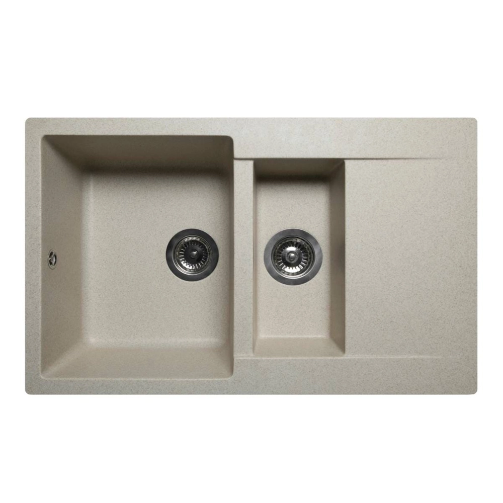 Кухонная мойка MIRAGGIO LAPAS 786x489 прямоугольная с крылом и двумя чашами песочная