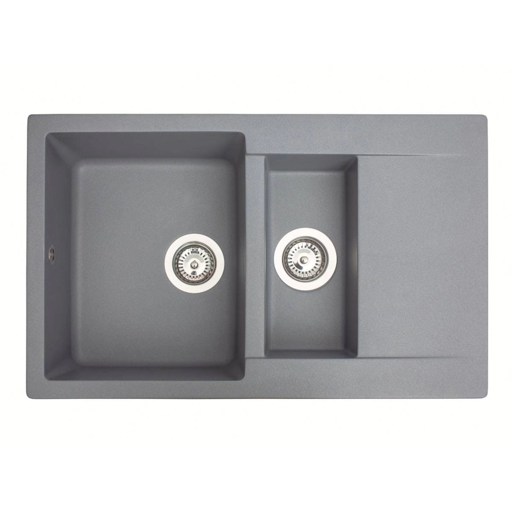 Кухонная мойка MIRAGGIO LAPAS 786x489 прямоугольная с крылом и двумя чашами серая
