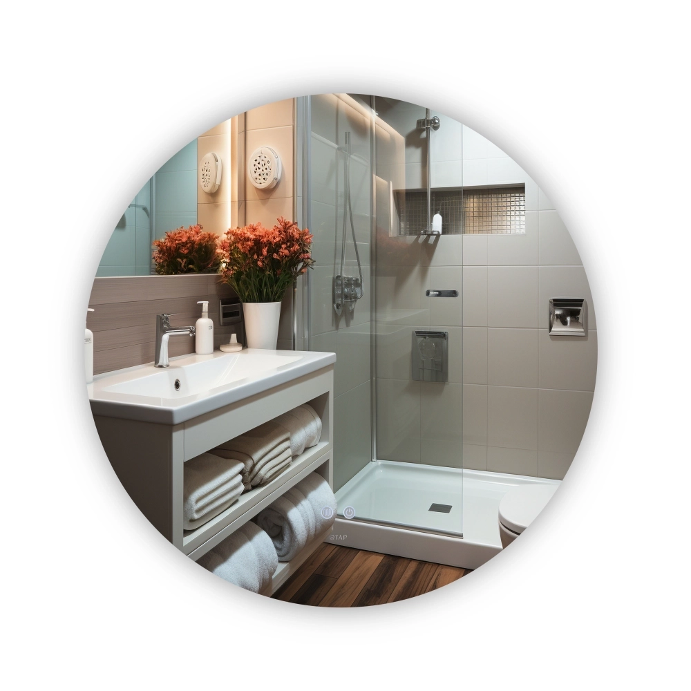 Зеркало для ванной комнаты Qtap Taurus (TA1) 800x800 круглое, с LED-подсветкой Touch (QT2478R807)