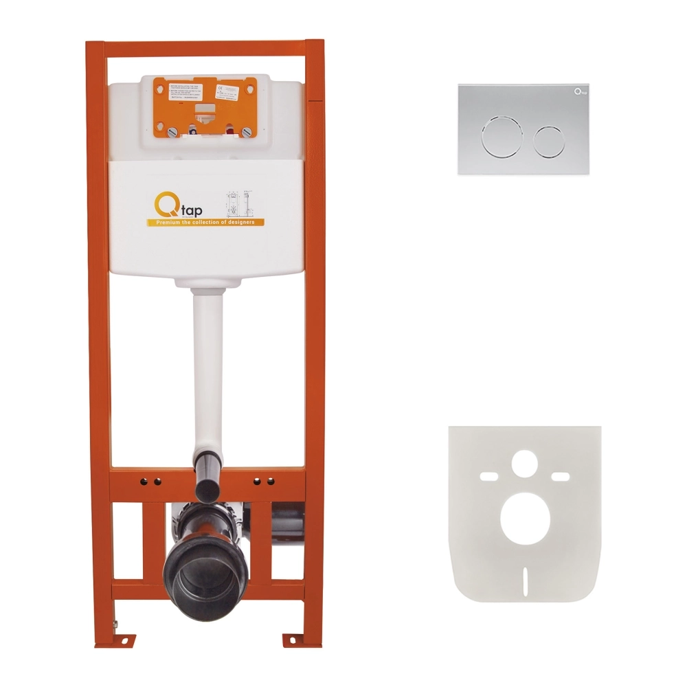 Комплект 2в1 инсталляция для унитаза Qtap Nest ST (QT0133M425M11111SAT) + клавиша смыва (QT0111M11111SAT)