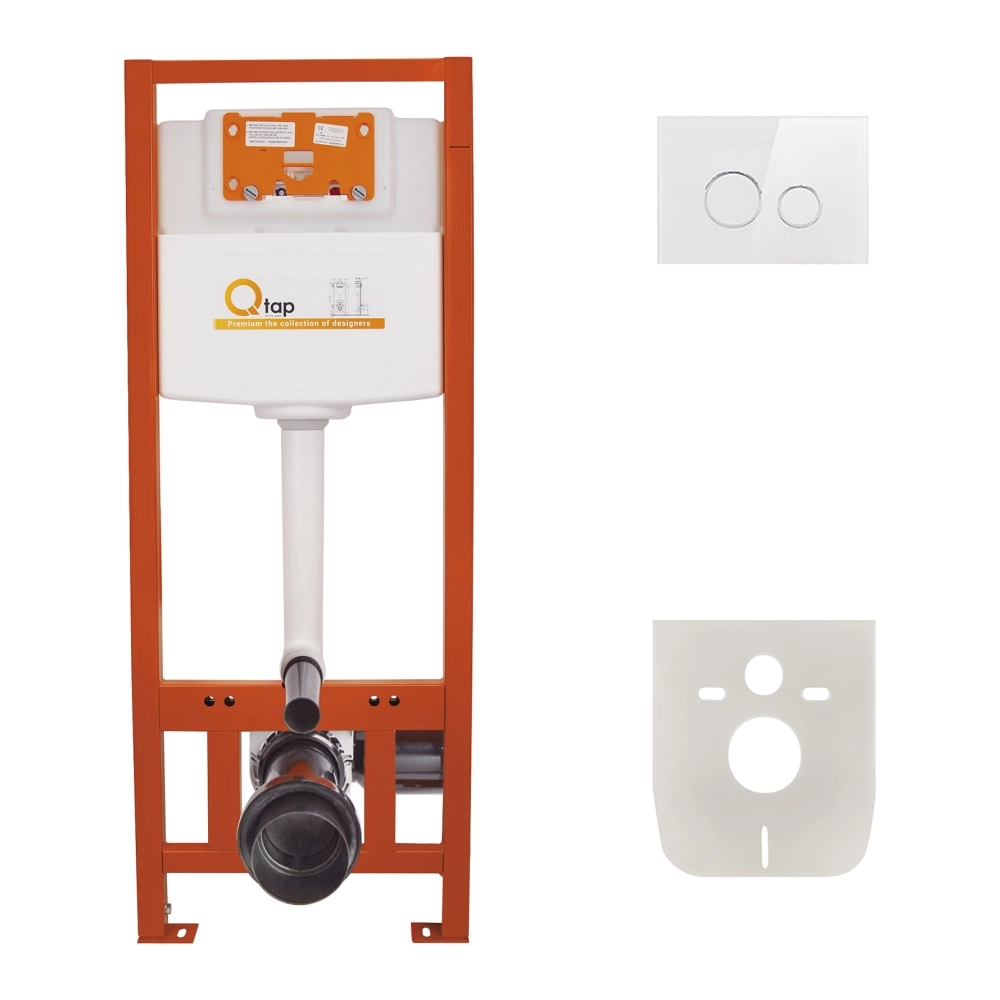 Комплект 2в1 инсталляция для унитаза Qtap Nest ST (QT0133M425V1164GW) + клавиша смыва (QT0111V1164GW)