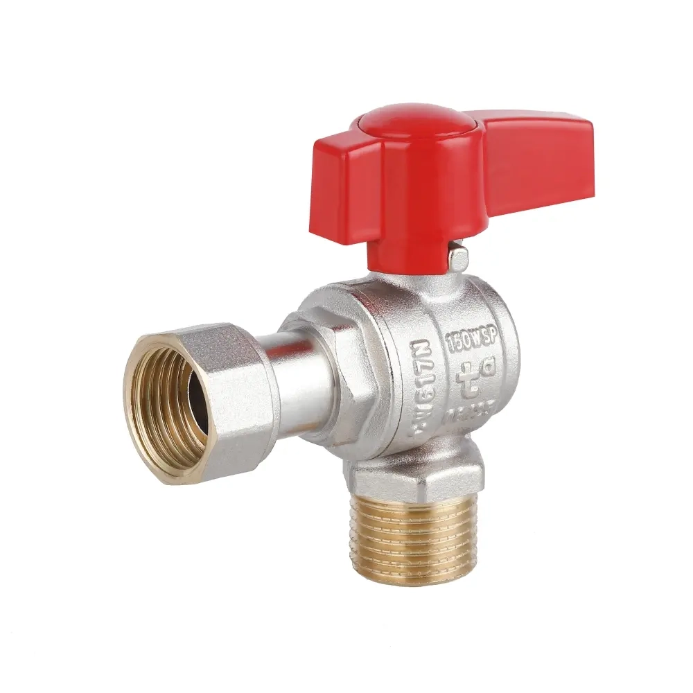 Шаровой кран с накидной гайкой Thermo Alliance Standart 1/2″ ВН угловой, латунь (TAS224W15)