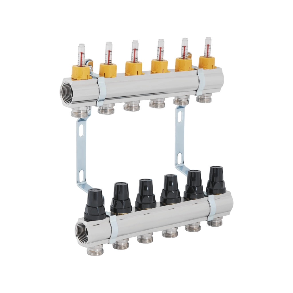 Коллектор для теплого пола  SD Forte 1" 6-ой с расходомерами (SF001W6)