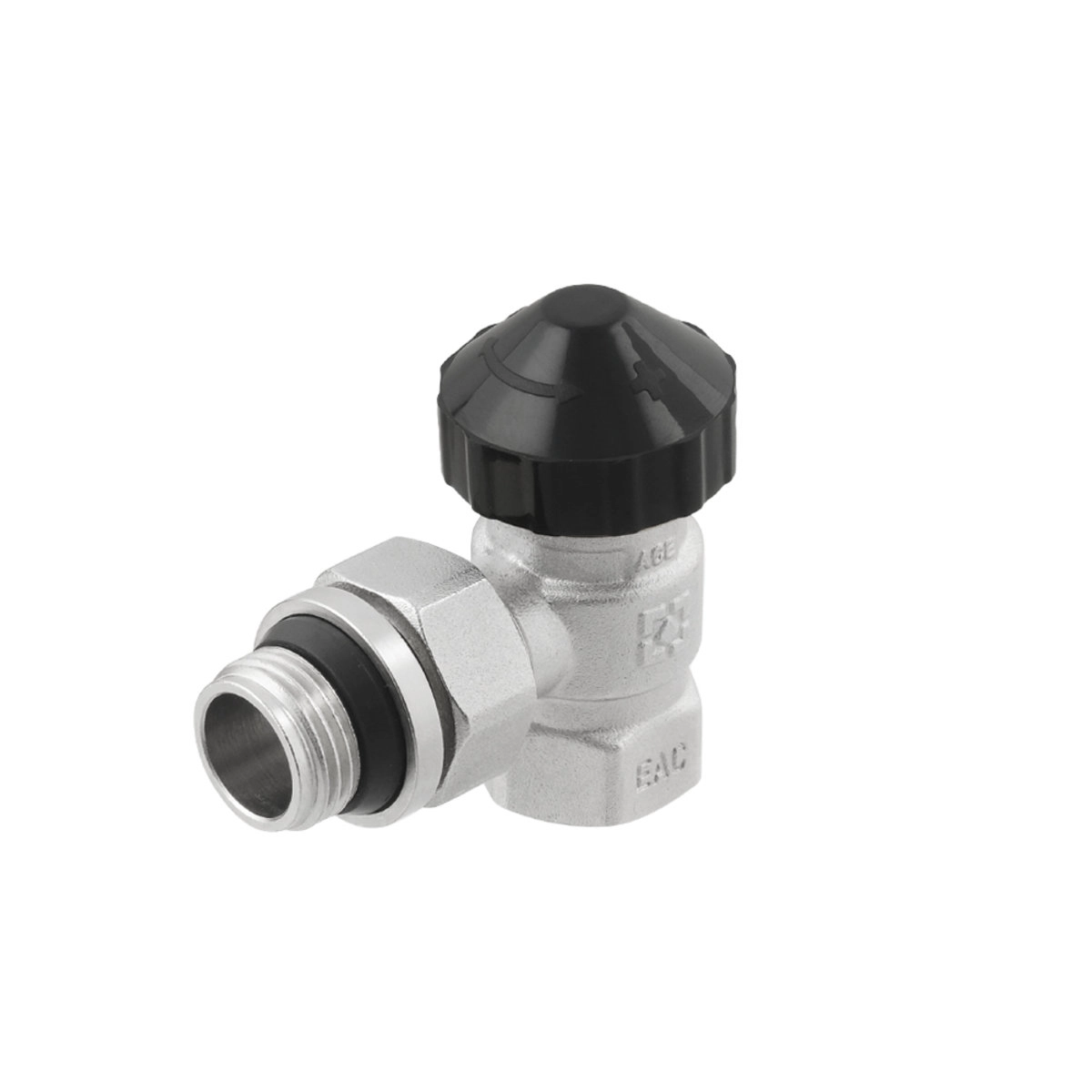 Клапан радиаторный Raftec 1/2″x1/2″ НВ угловой, черный (KPT 11)