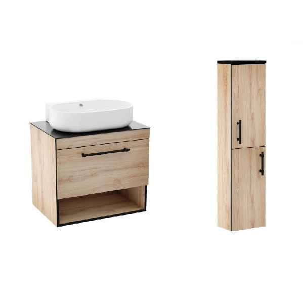 Комплекты мебели 3в1 Imprese Black Edge 90см (тумба + умывальник + пенал) дерево (f32119OK(3)