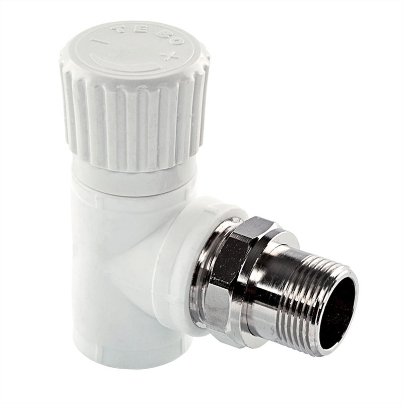 Вентиль радиаторный Tebo PPR 3/4"х1/2" НР полипропиленовый, угловой