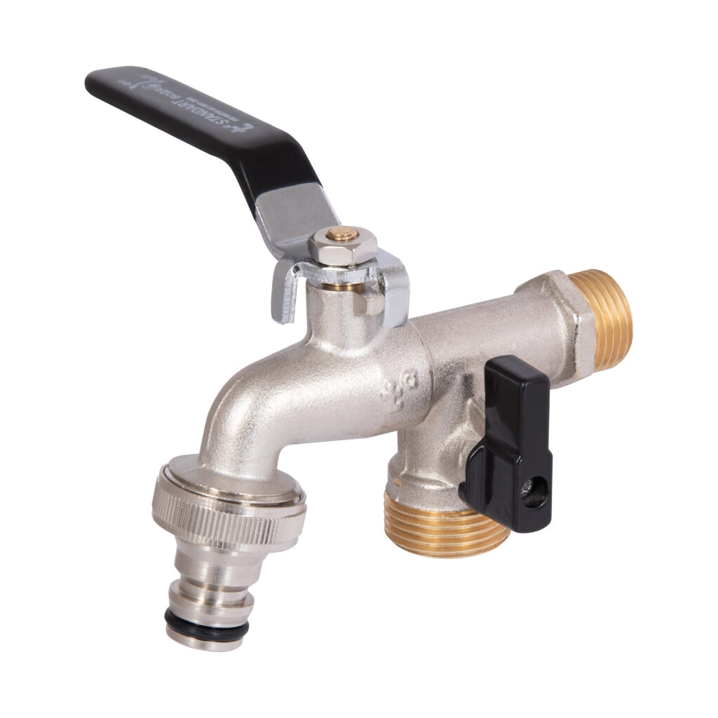 Кран поливочный Thermo Alliance Standard 1/2" Н латунь, никель (SD141W15)