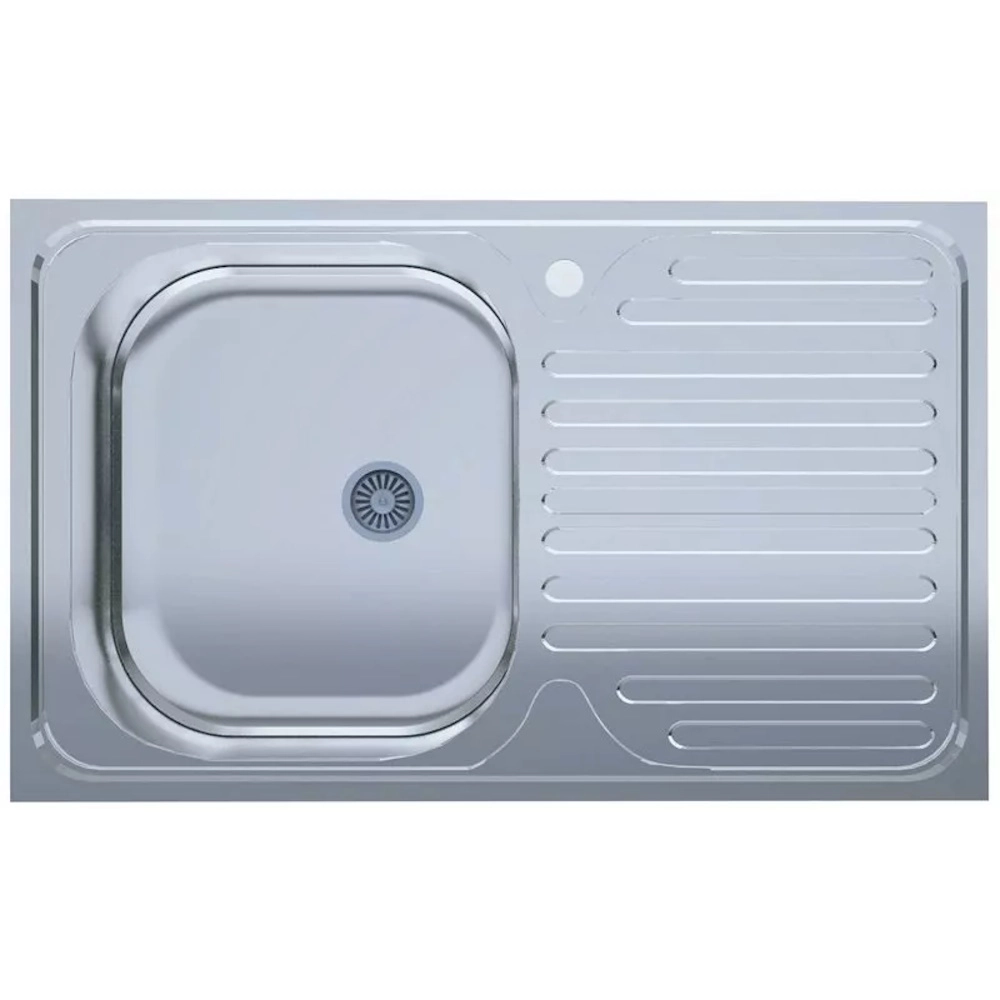 Мойка кухонная UA 5080-L 500х800х140 мм Polish, нержавеющая сталь, накладная, с крылом