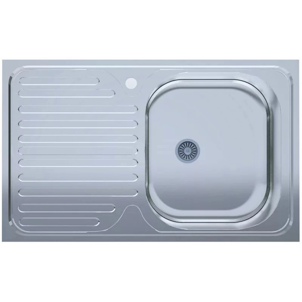Мойка кухонная UA 5080-R 500х800х140 мм Polish, нержавеющая сталь, накладная, с крылом