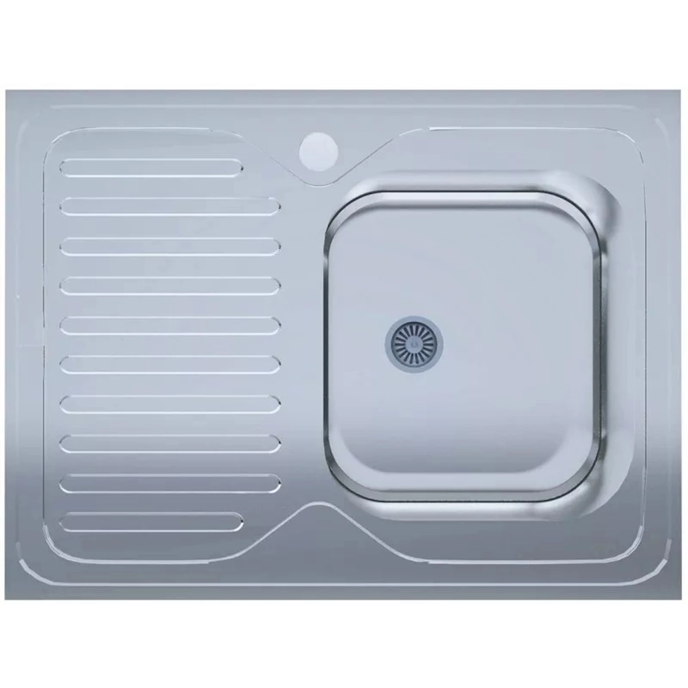 Мойка кухонная UA 6080-R 600х800х140 мм Polish, нержавеющая сталь, накладная, с крылом
