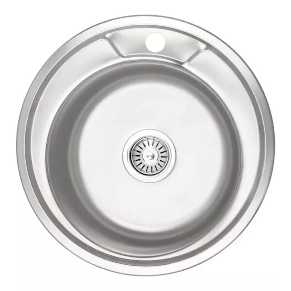 Кухонная мойка WEZER 490(06) Decor 490x180 мм с сифоном, круглая