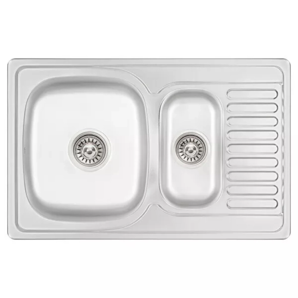 Кухонная мойка WEZER 7850(08) Decоr 780x500x180 мм с сифоном, крылом, 2 чаши
