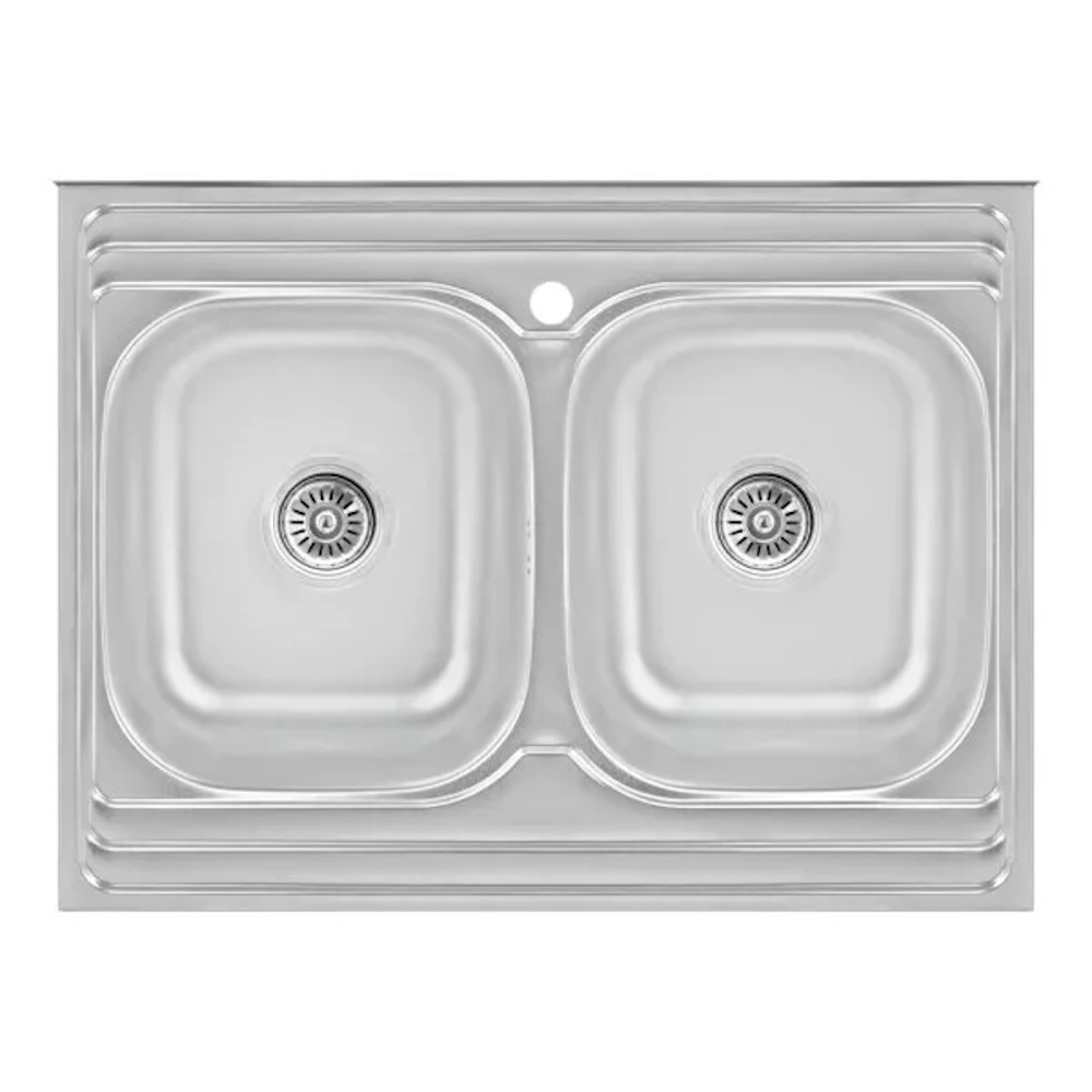Кухонная мойка WEZER 7848(08) Satin 790x480x180 мм с сифоном, 2 чаши