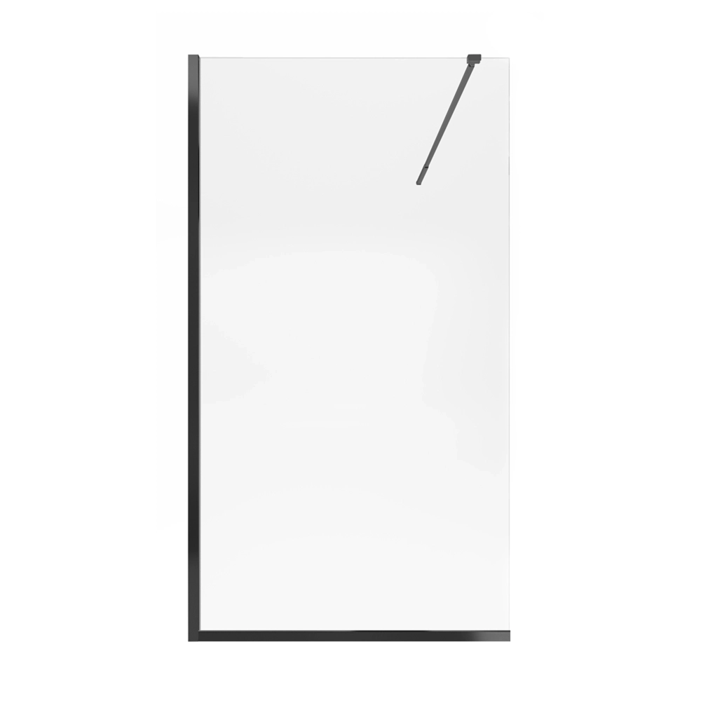 Душевая перегородка Qtap Walk-In STANDARD 110x200 стекло 8 мм, чёрная (STDBLM2011C8)