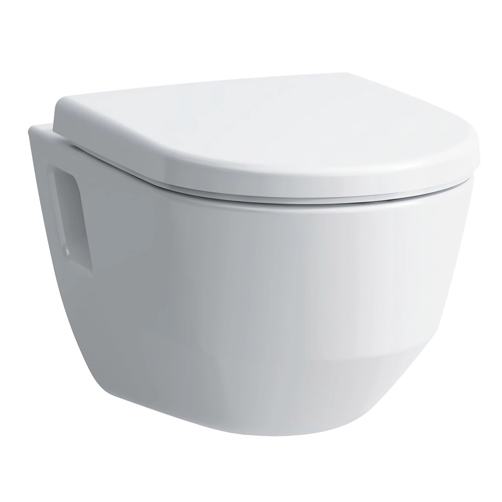 Подвесной унитаз LAUFEN PRO RIMLESS 530x360 полукруглый, с сидением, белый (H8209640000001+ H8969513000001)