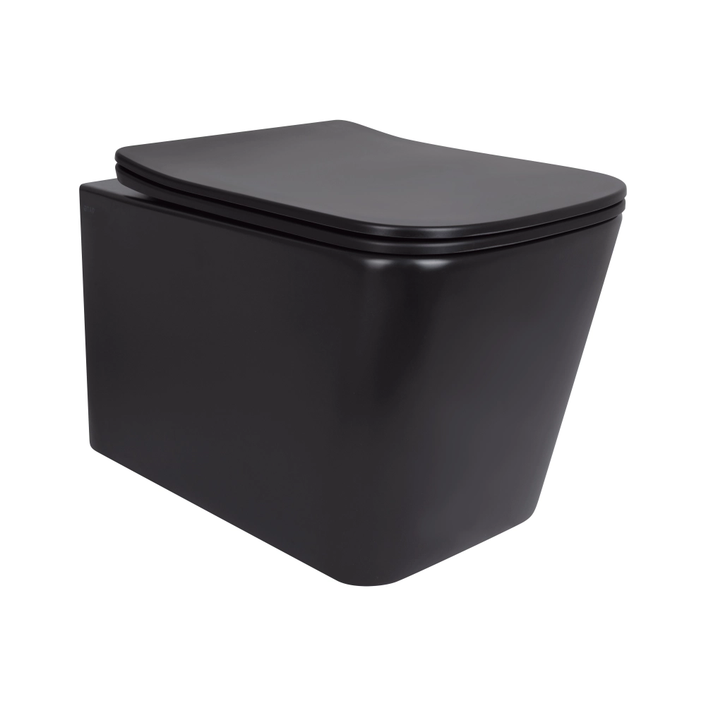 Подвесной унитаз Qtap Tern New 480x345 прямоугольный, с сидением, черный (QT17332303ASMB)