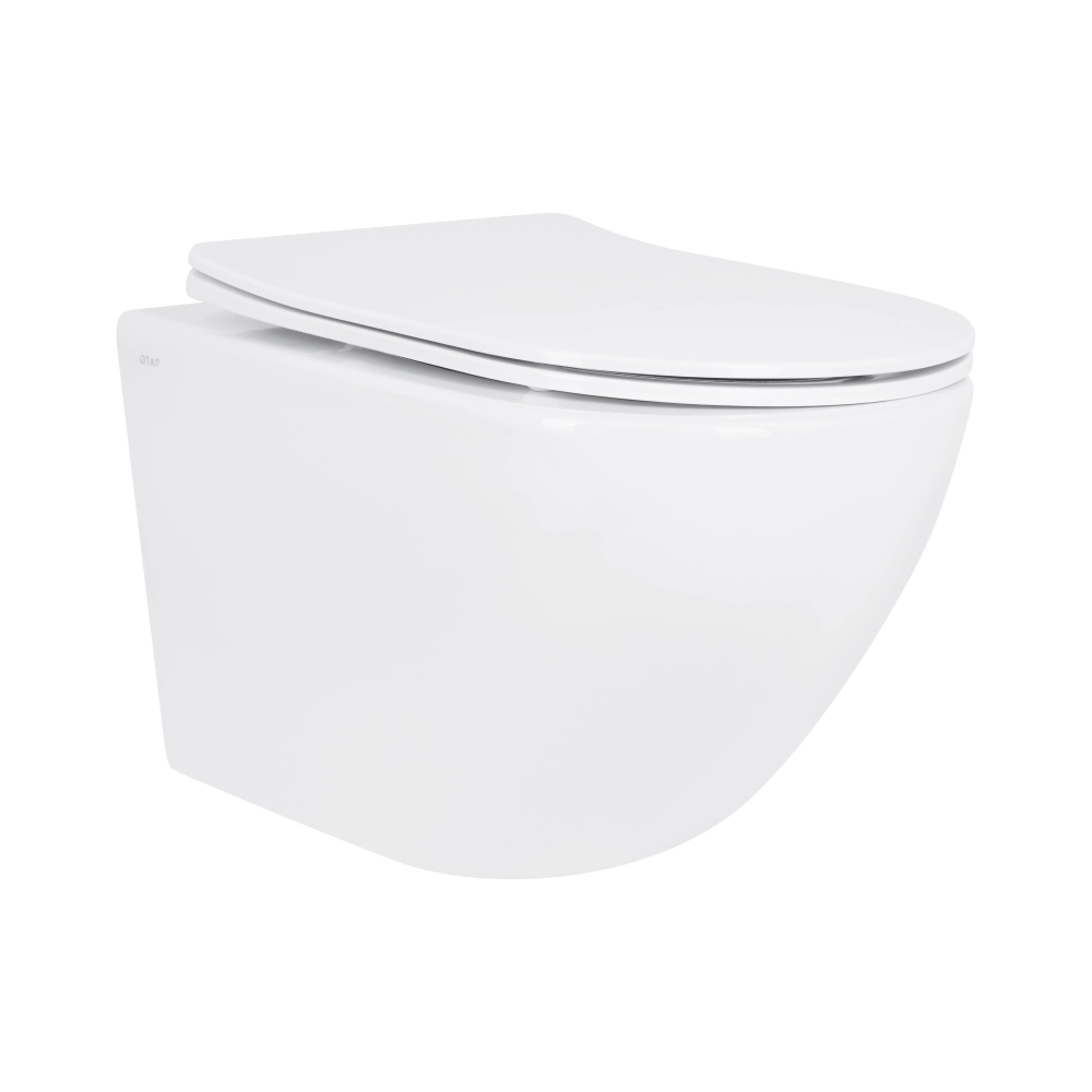 Подвесной унитаз Qtap Jay Ultra Quiet 520x360 овальный, с сидением, белый (QT07335175W)