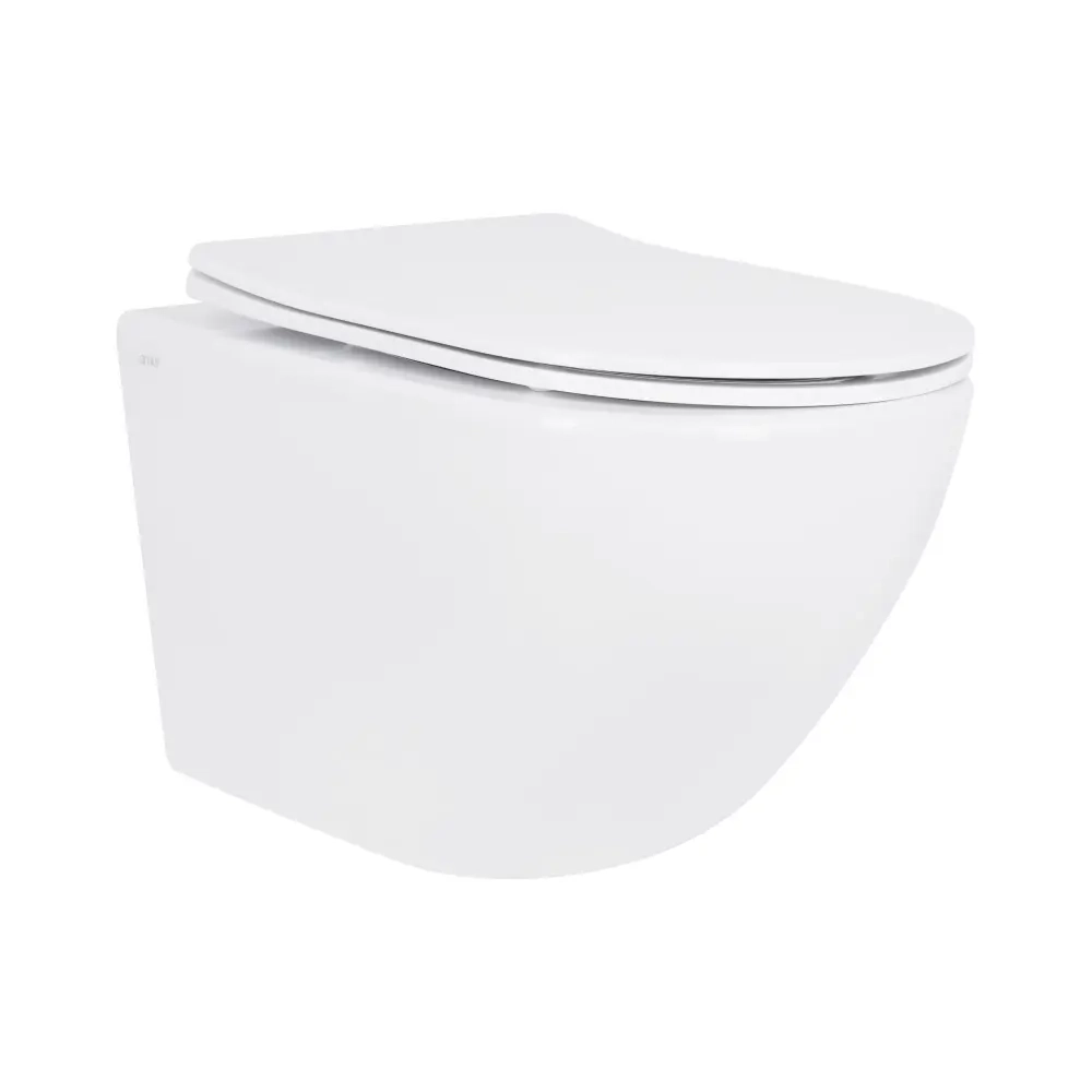 Подвесной унитаз Qtap Jay 485х360 овальный, с сиденьем Slim Duroplast/ Soft-close/ Quick Relase, белый (QT07335177RW)