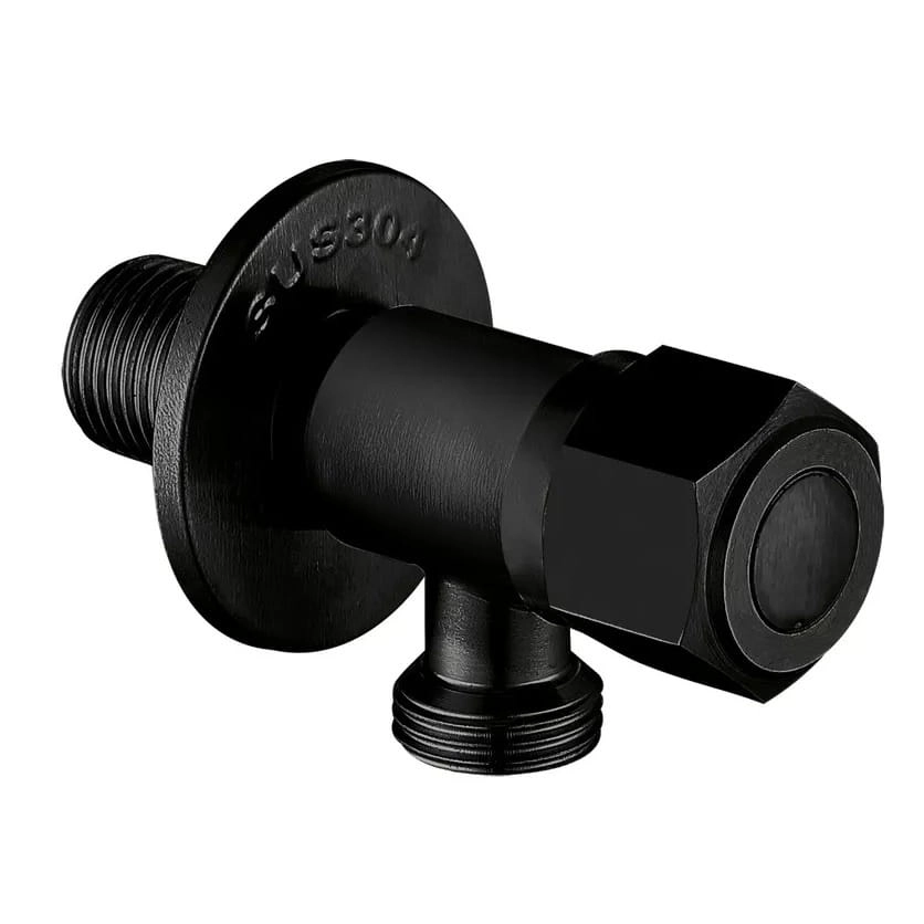 Приборный кран Wezer 1/2″x1/2″ угловой, нержавеющая сталь (SOL21A-16-BLACK)