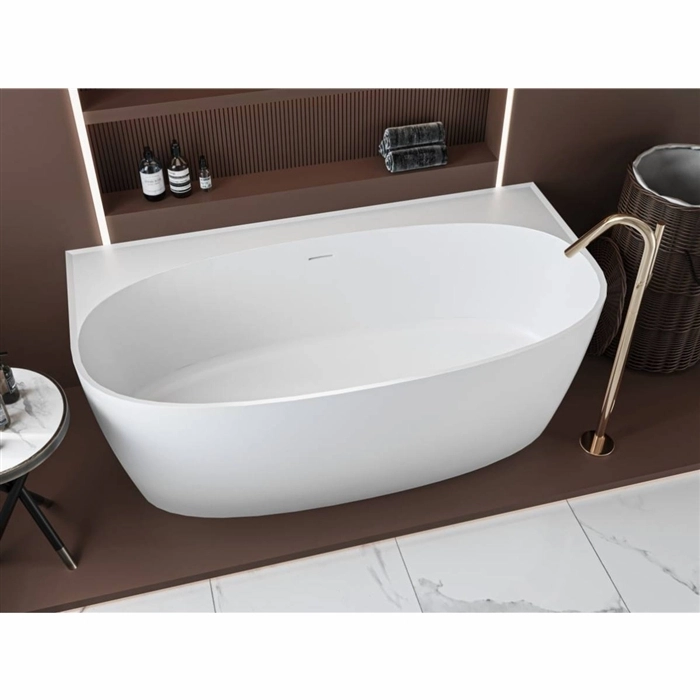 Ванна пристенная Miraggio Anna 160x85 искусственный камень, белая глянцевая