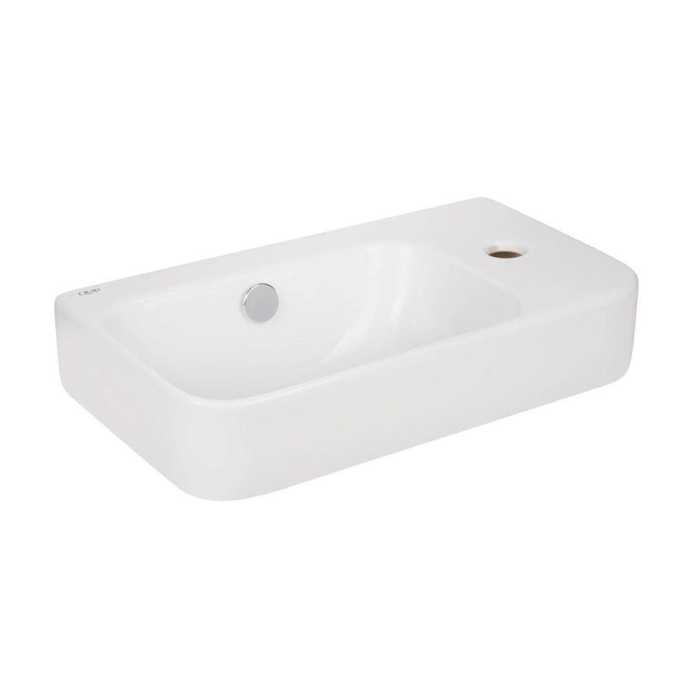 Раковина подвесная Qtap Tern 450х250 в правый угол, белая (QT17115117RWN47328)