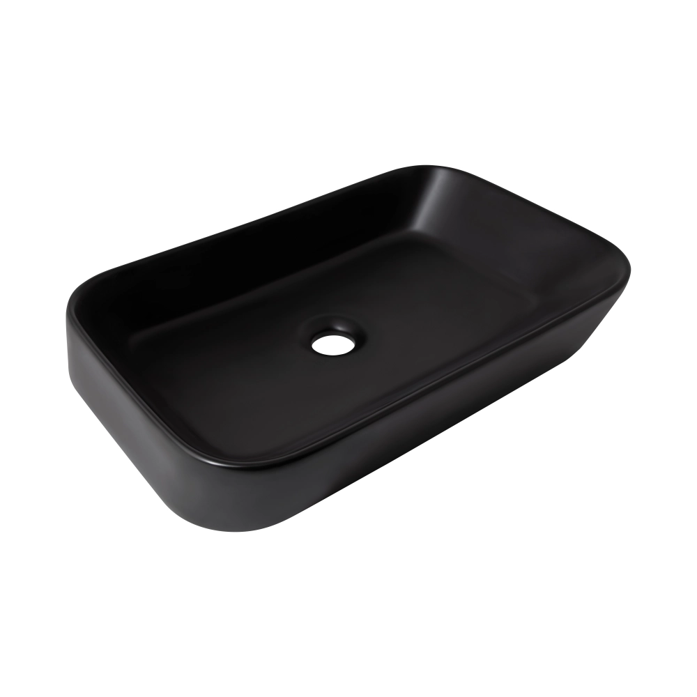 Раковина накладная Qtap Scorpio 545х400 прямоугольная, черная матовая (QT14112243MBN)
