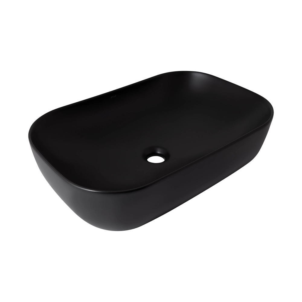 Умывальник накладной Qtap Robin 600х390 прямоугольный, черный матовый (QT132143PMBMBN)