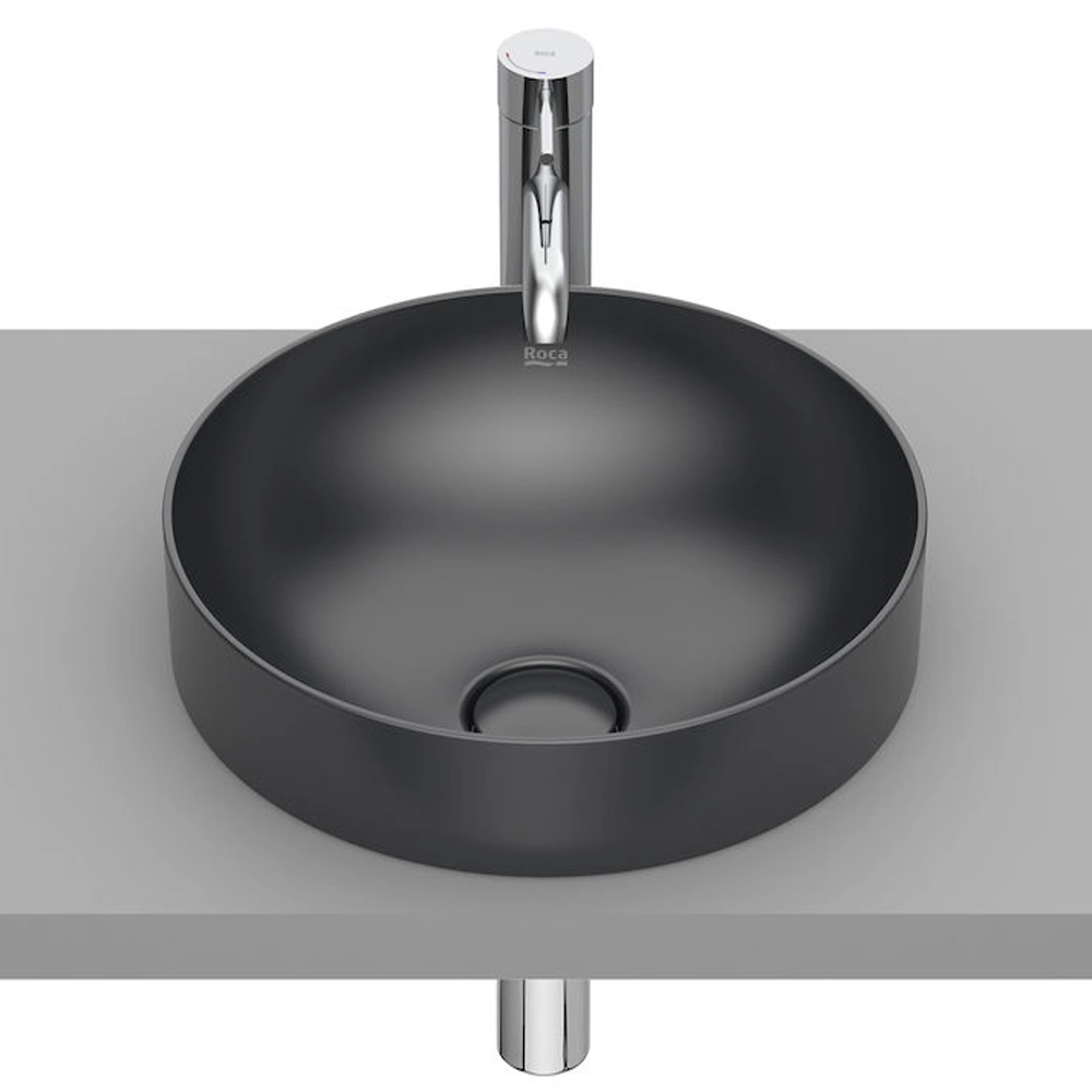 Раковина накладная Roca Inspira 370x370 круглая, черная матовая (A32752R640)