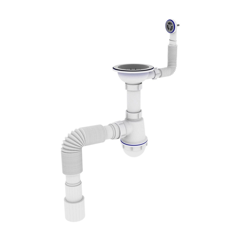 Сифон для мойки Kronoplast 3 1/2" пластик, белый (SM27010343)