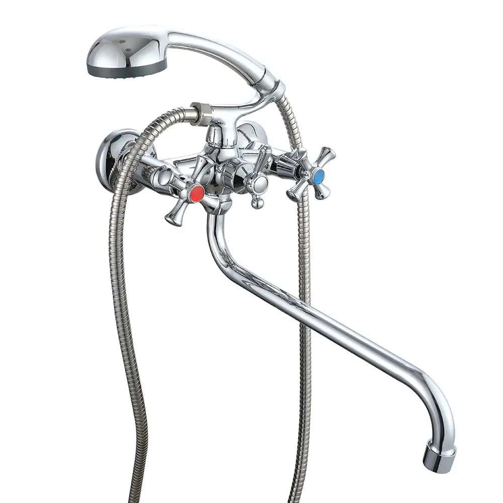 Смеситель для ванны Wezer VRL721-12 двухвентильный, хром + ручная лейка