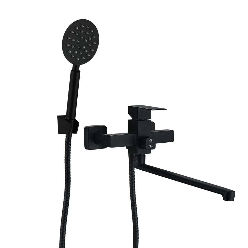 Смеситель для ванны Wezer PRO7-02 однорычажный,  черный + ручная лейка