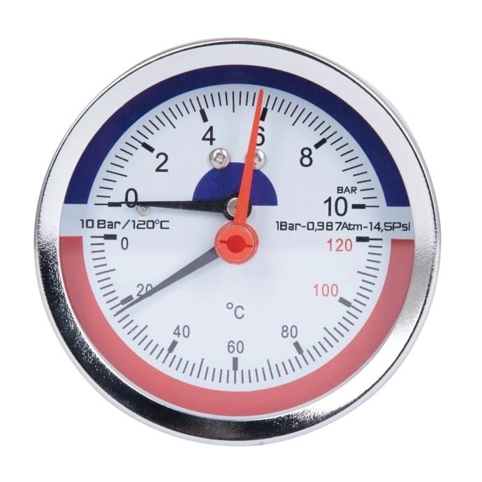 Термоманометр аксиальный Thermo Alliance Standart биметаллический 1/2" 10 бар 120°C (SD17310B)