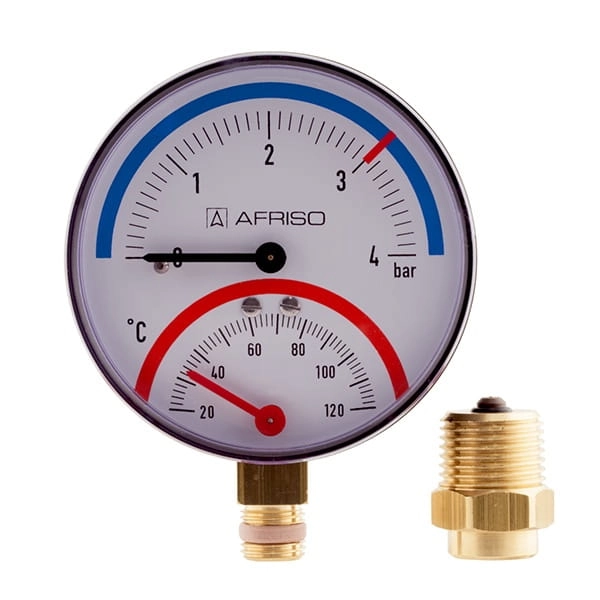 Термоманометр радиальный Afriso TM80 биметаллический 1/2" 6 бар 120°C (63338)