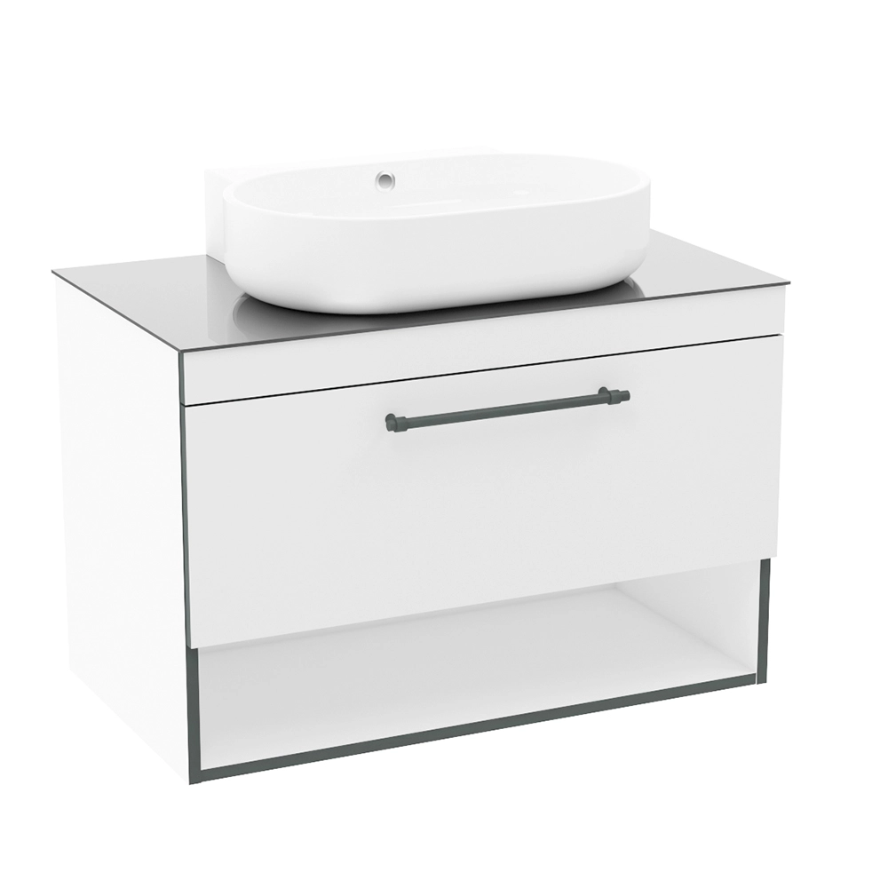 Тумба в ванную Imprese Black Edge 91х52 подвесная, без умывальника, белая (f32119W)