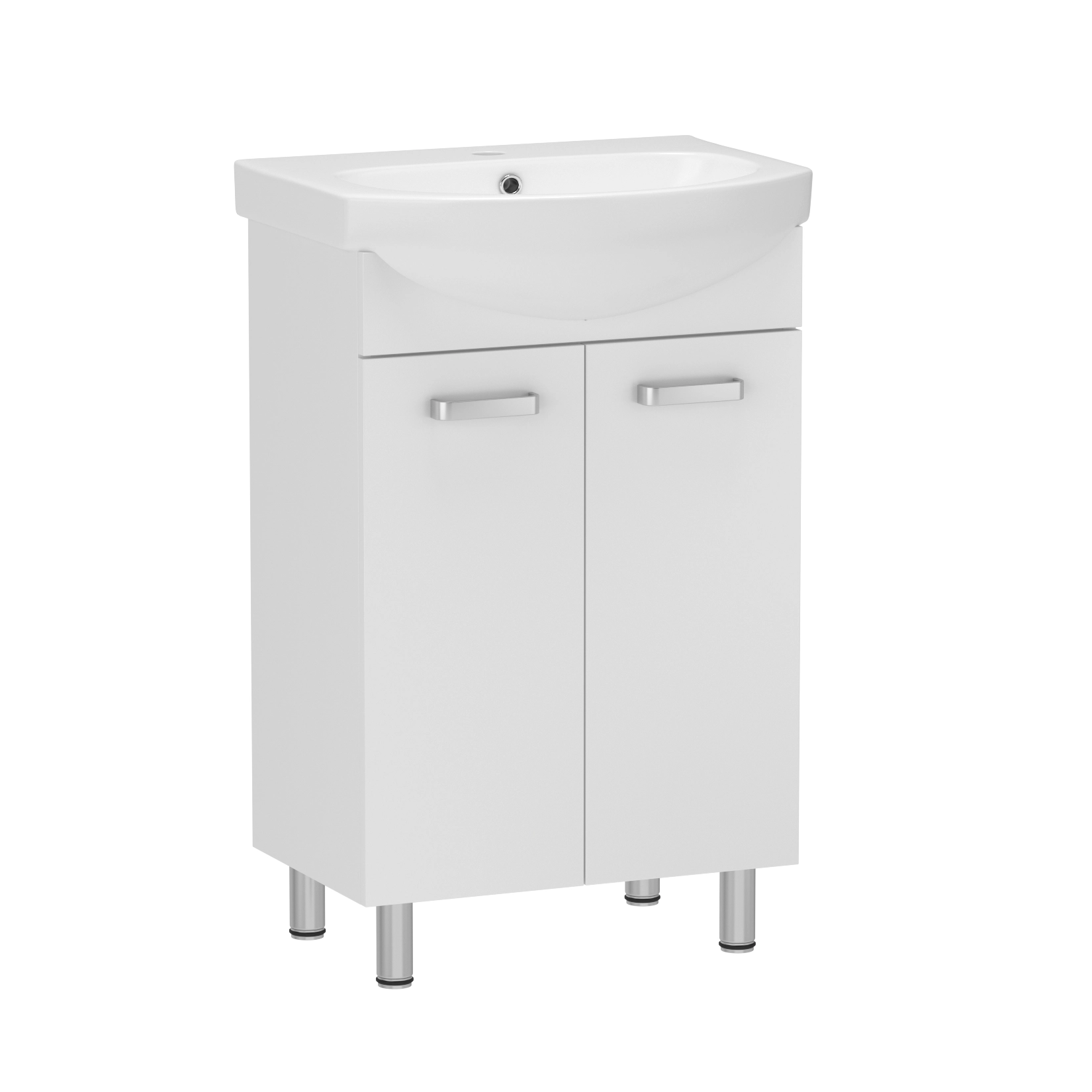 Тумба в ванную RJ Soft-E 56х45 напольная, с умывальником RJ Solas, белый (RJFU021-0156WHSET(RJFU021-0156WH+101456UA))