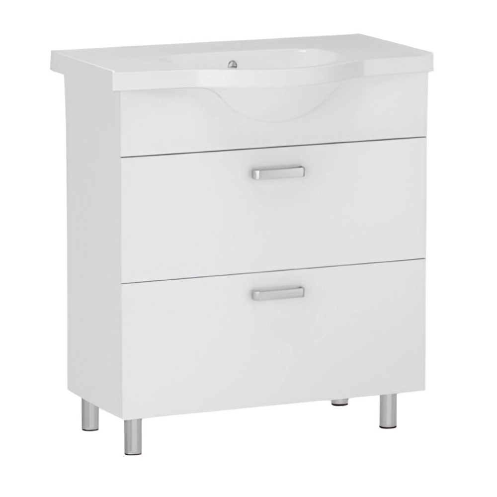 Тумба в ванную RJ Tulip-L 55х40 напольная, с умывальником RJ Tulip, белый (RJFU052-0155WHSET(RJFU052-0155WH + RJFU081-0))