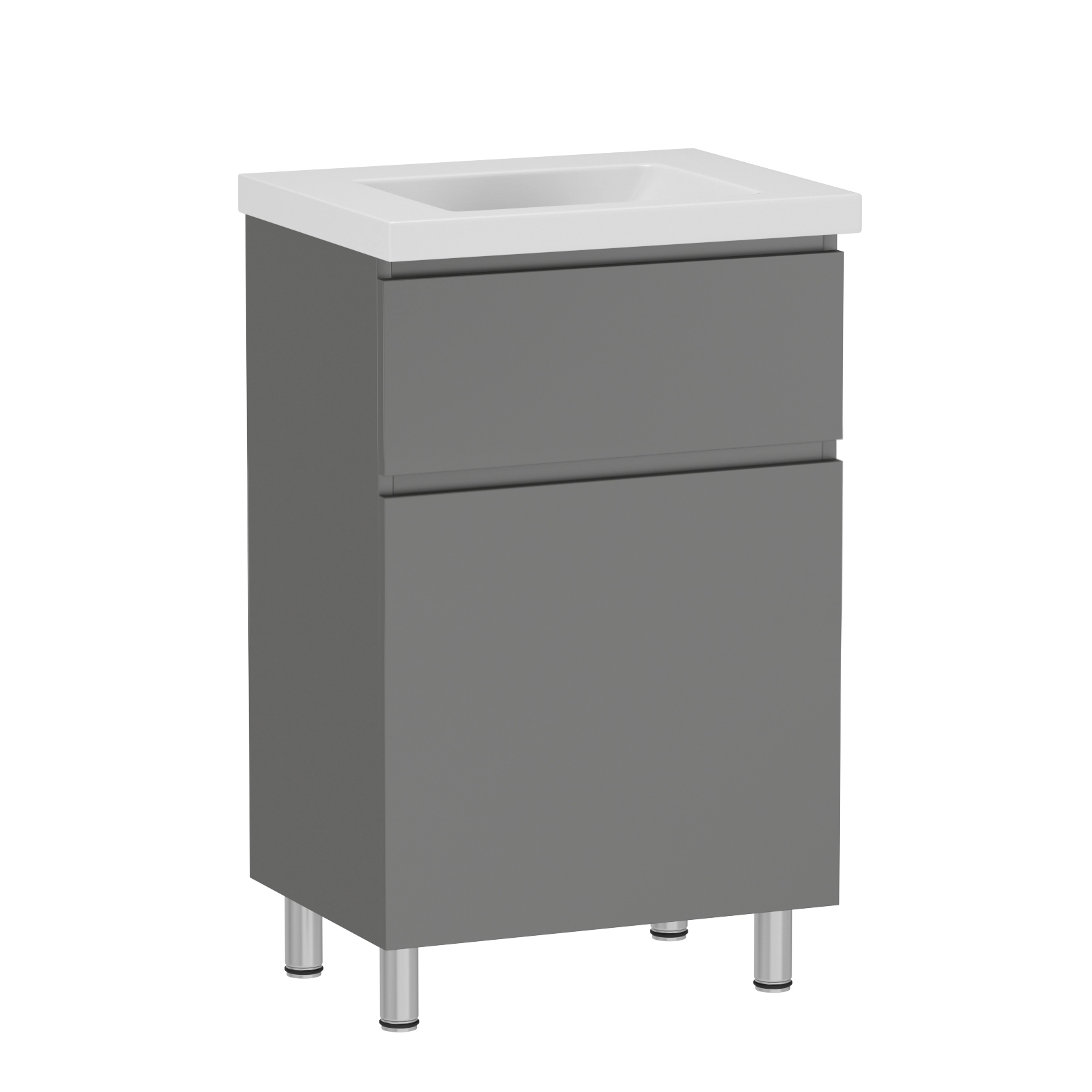 Тумба в ванную RJ Flora-XO 60х44 напольная, с умывальником Moduo, серый (RJFU073-0160GRSET(RJFU073-0160GR + K116-011))