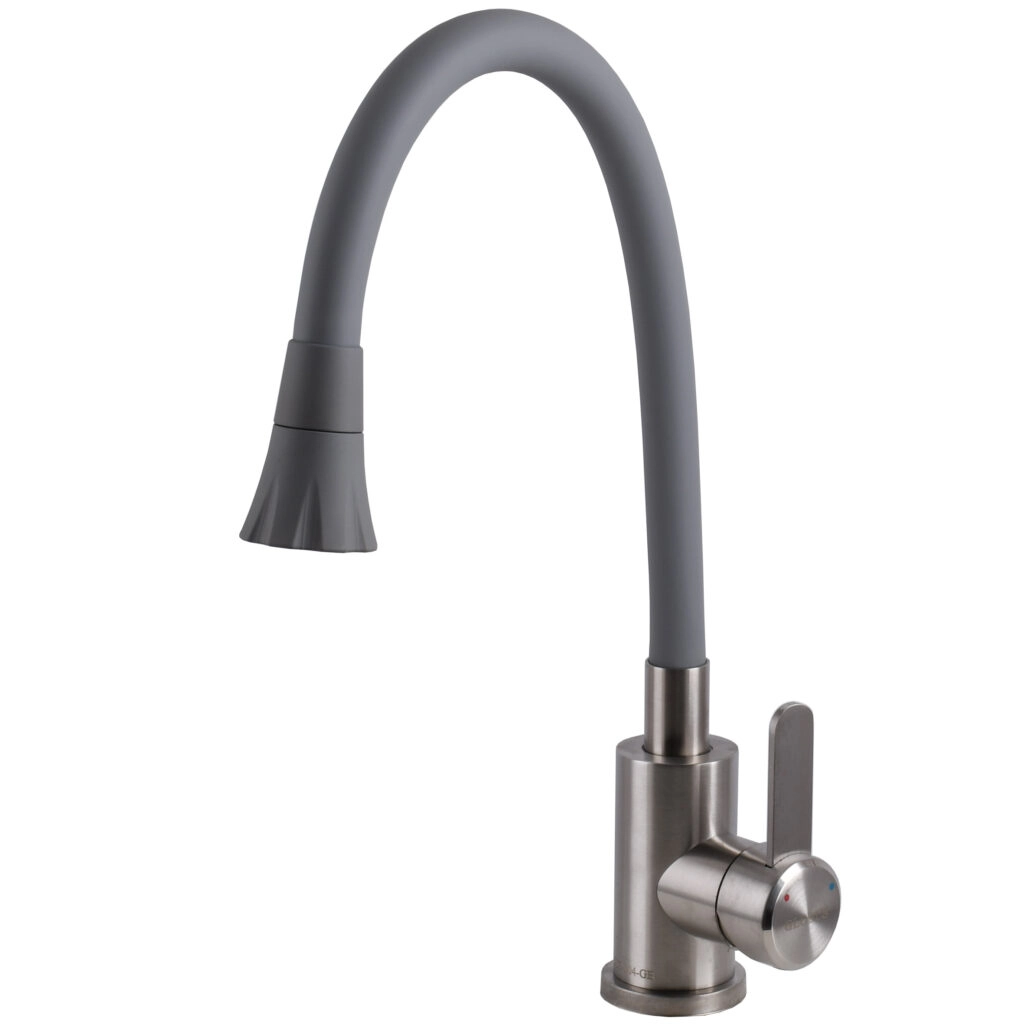 Смеситель для кухни Globus Lux Wien излив с гибким изливом, хром/серый (SBT2-203SA-G03)