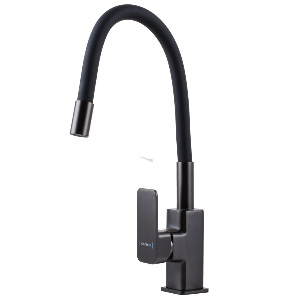 Смеситель для кухни Globus Lux Milano излив с гибким изливом, графит/черный (GLM-203LR-11-GRAPHITE)