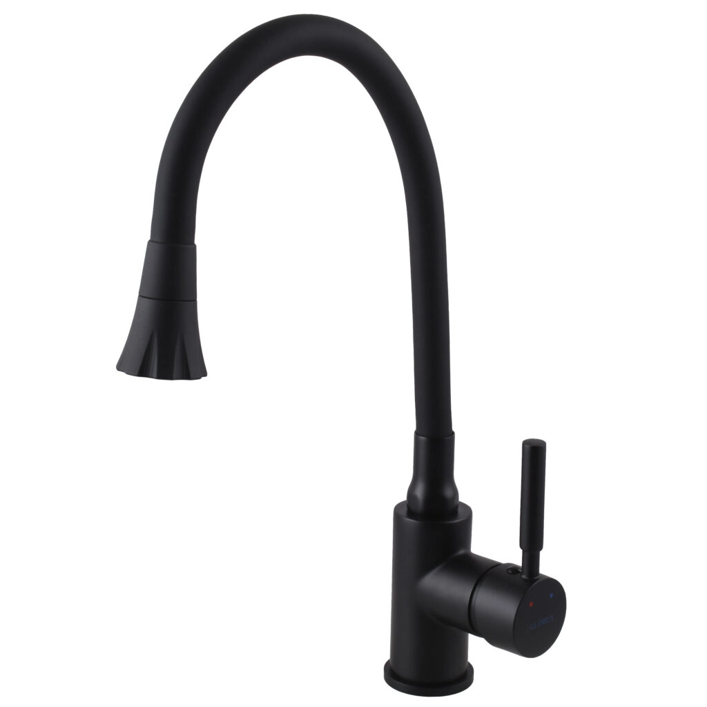 Смеситель для кухни Globus Lux Lazer излив с гибким изливом, черный (GLLR-0203SA-BB-B01)