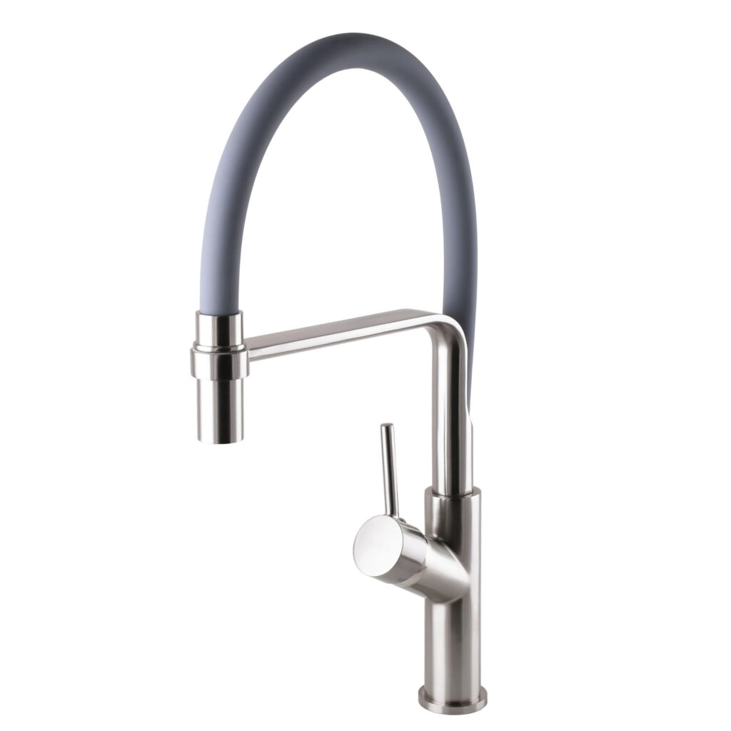 Смеситель для кухни Globus Lux Denver Flex с гибким изливом, хром/серый (GDF-32-08-02)