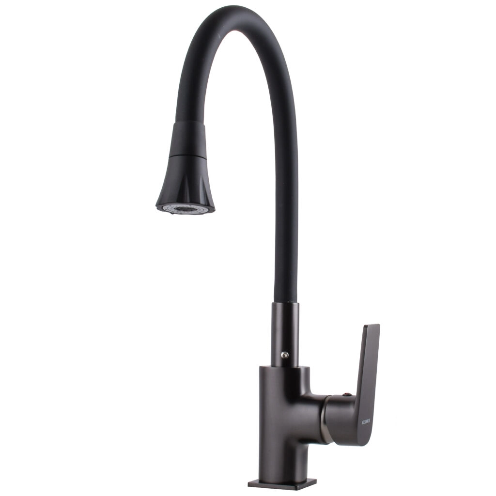 Смеситель для кухни Globus Lux Bonn излив с гибким изливом, графит/черный (GLB-0203SA-GP-B01)