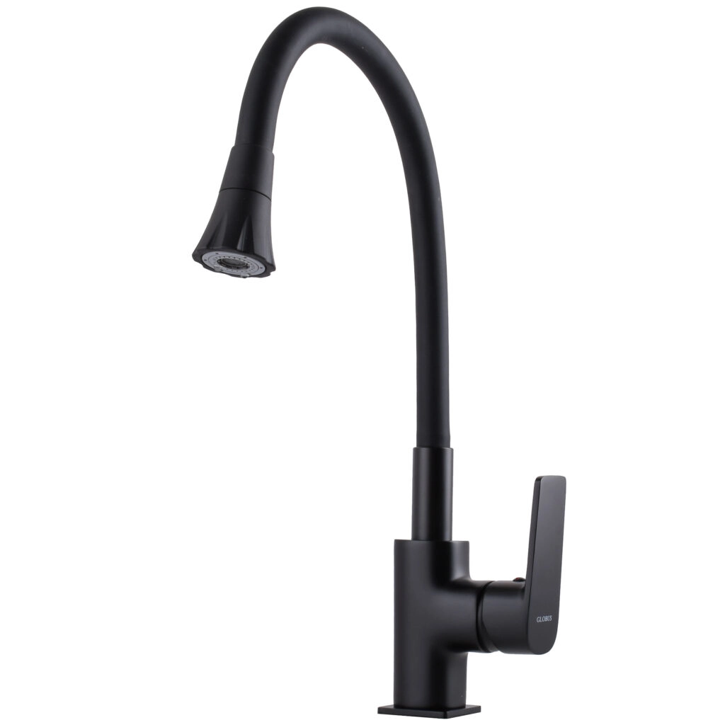 Смеситель для кухни Globus Lux Bonn излив с гибким изливом, черный (GLB-0203SA-BB-B01)