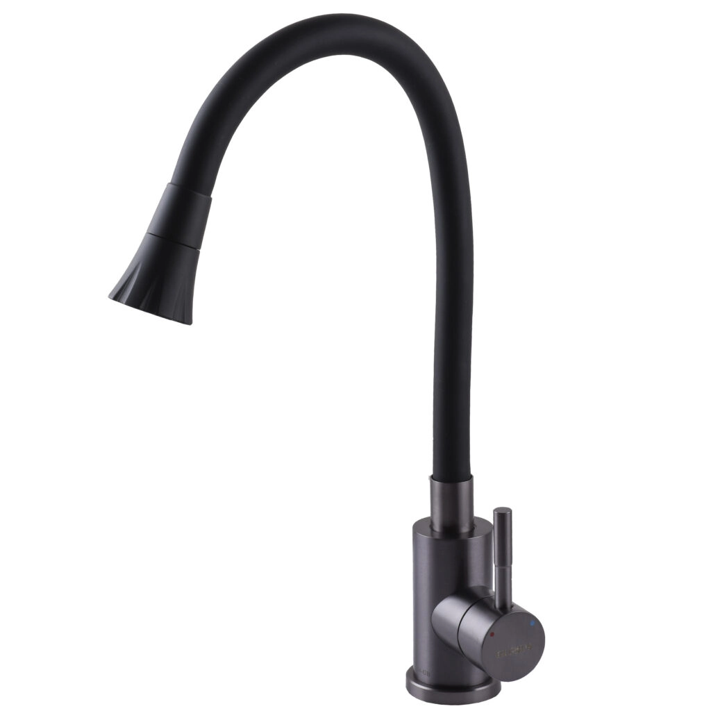 Смеситель для кухни Globus Lux Alpen излив с гибким изливом, графит/черный (SBT1-203SA-GP-B01)