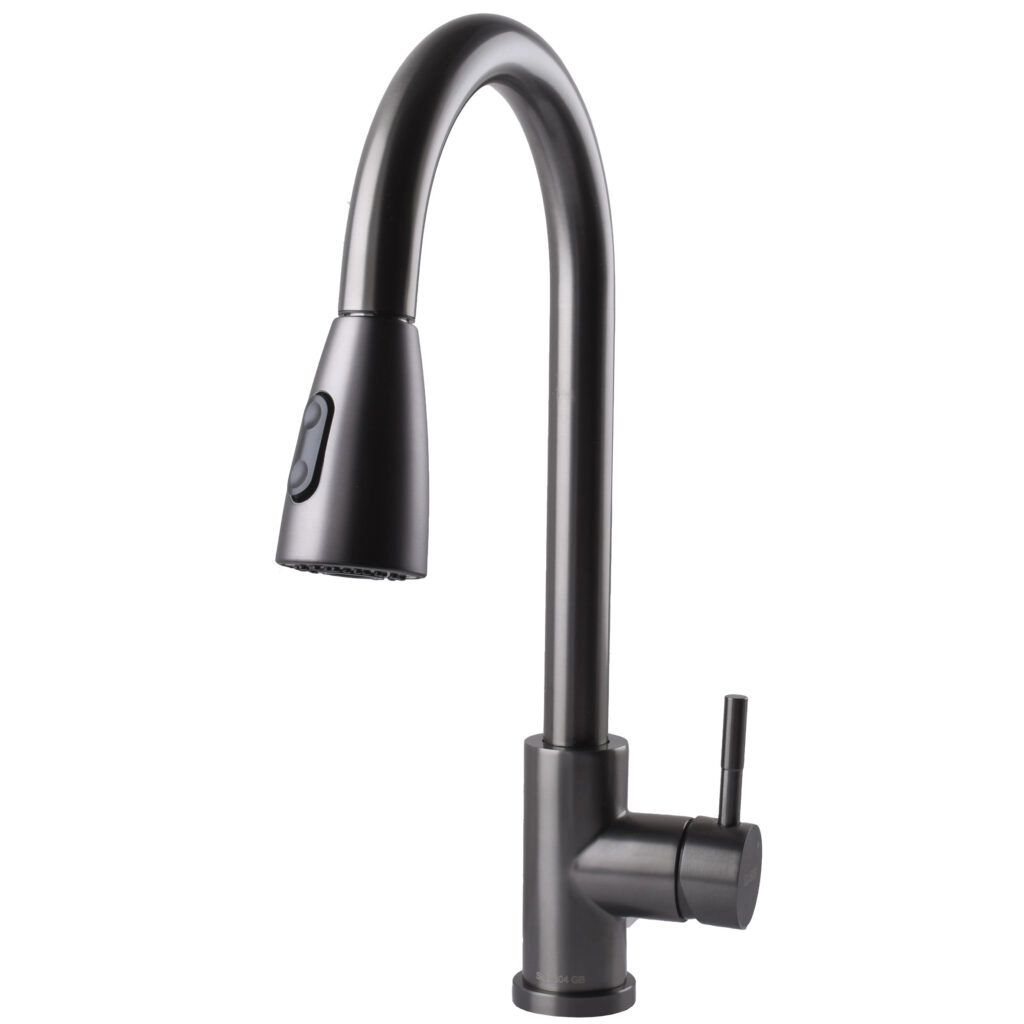 Смеситель для кухни Globus Lux Alpen с выдвижным изливом, графит (SBT1-2031-GP)