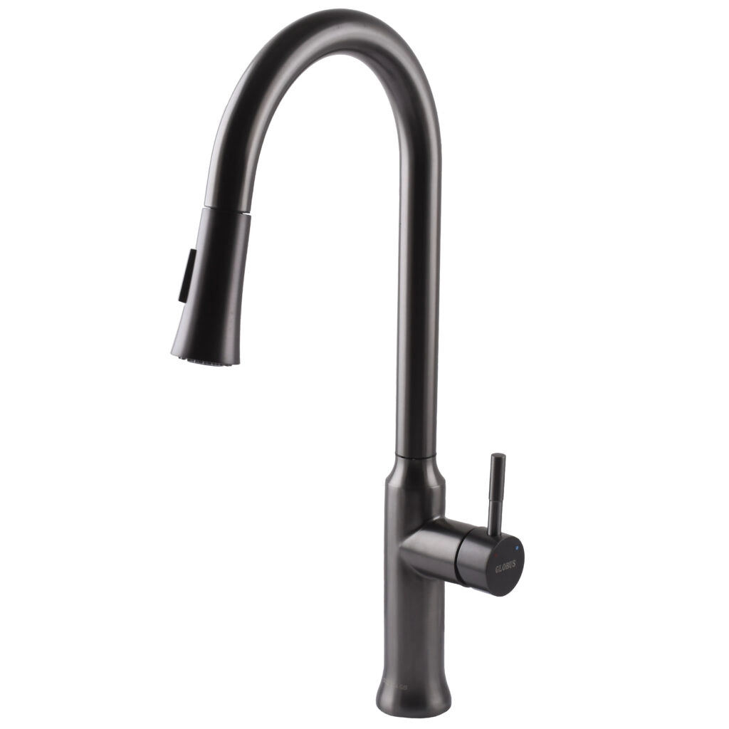 Смеситель для кухни Globus Lux Alpen с выдвижным изливом, графит (SBT1-2033-GP)