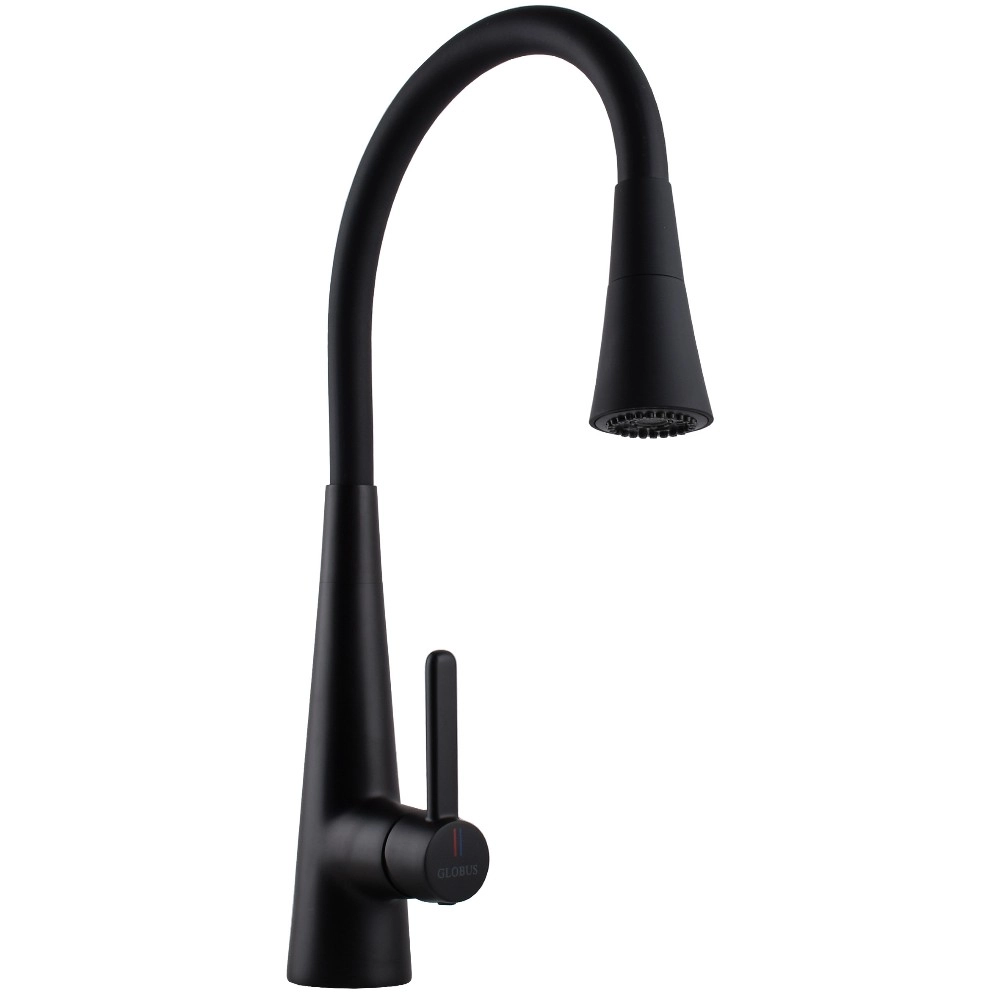 Смеситель для кухни Globus Lux Lazer Pro с гибким изливом, черный (GLPR-203SM-BB)