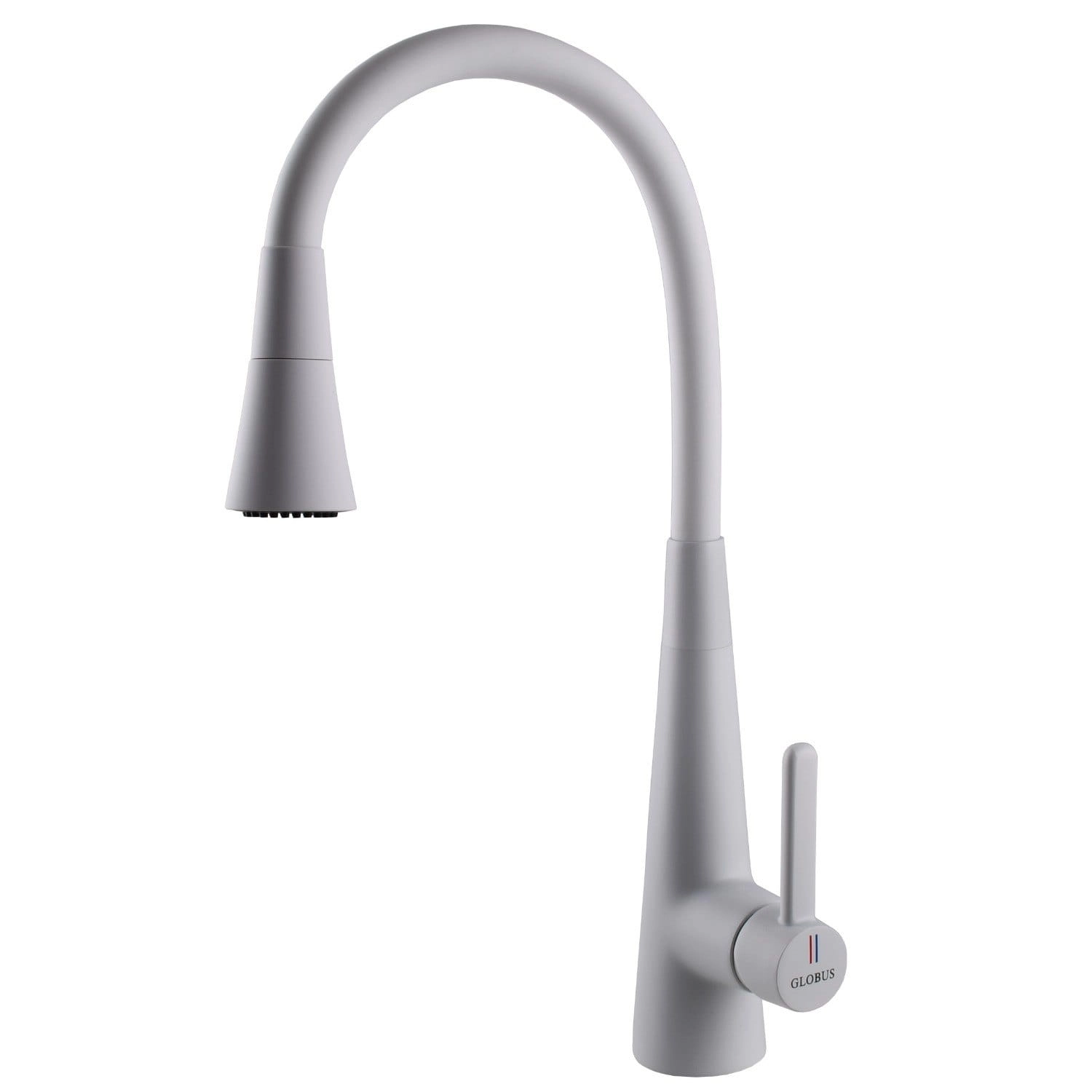 Смеситель для кухни Globus Lux Lazer Pro с гибким изливом, белый (GLPR-203SM-WM)