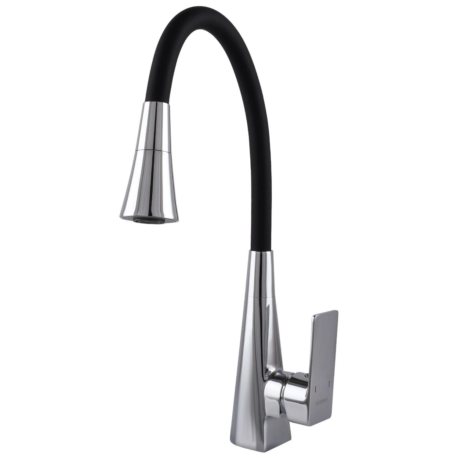 Смеситель для кухни Globus Lux Niagara с гибким изливом, хром/черный (GLN-0203SM-00)