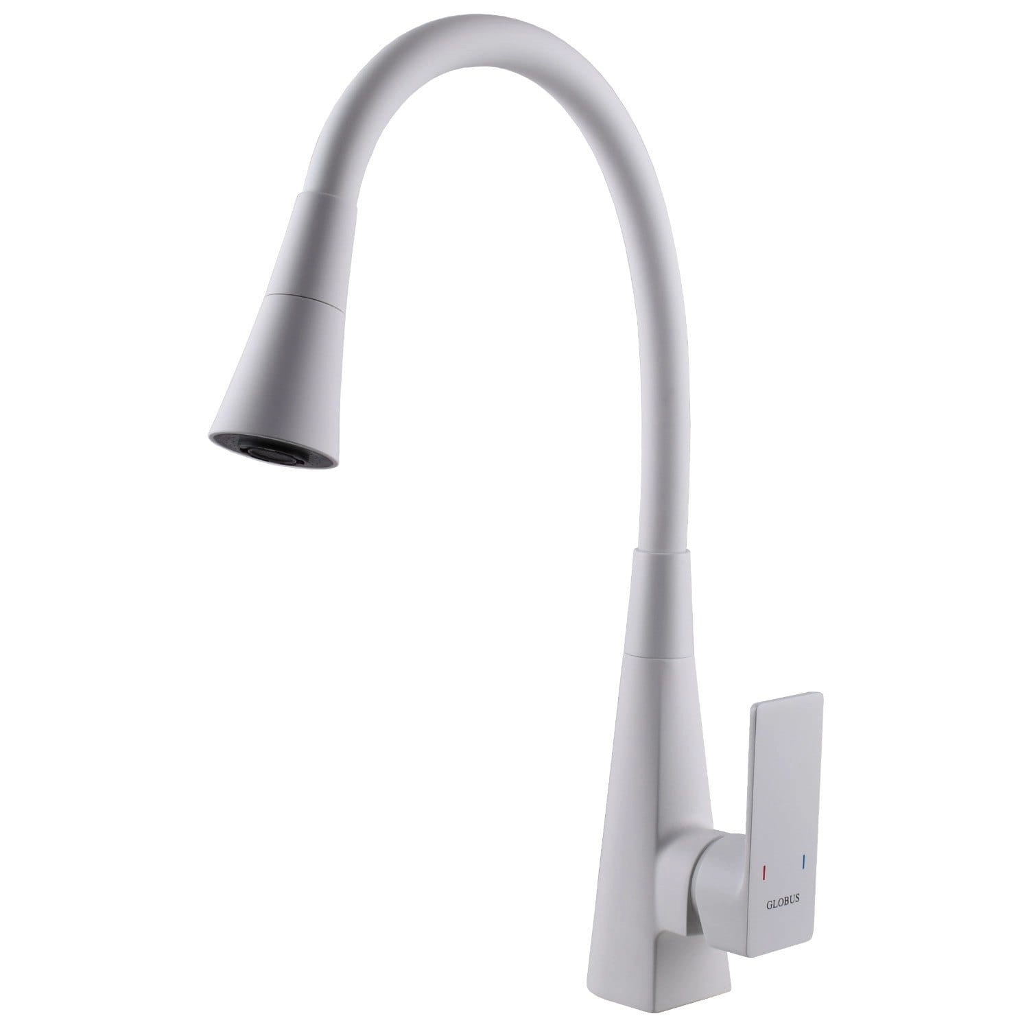 Смеситель для кухни Globus Lux Niagara с гибким изливом, белый (GLN-0203SM-WM)